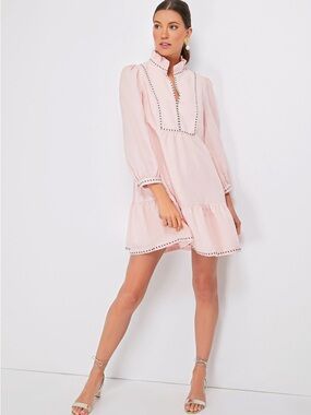 Tuckernuck Light Pink Tiered Mini Dress with Contrast Trim
